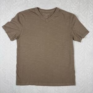 Banana Republic Vintage Men's Medium Short Sleeve V-Neck T-Shirt Plain Beige
